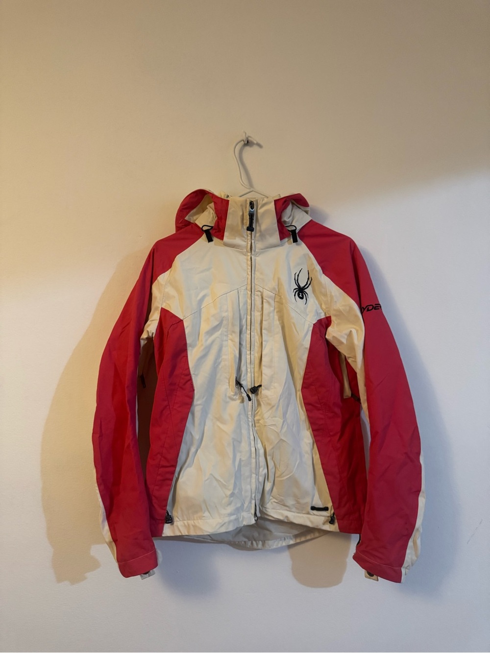 Spyder Women's Pink and White Ski Jacket with Hood